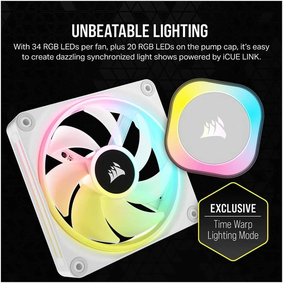 CORSAIR iCUE LINK H100i RGB Baltas AIO 240mm Radiator Sky CPU Cooler