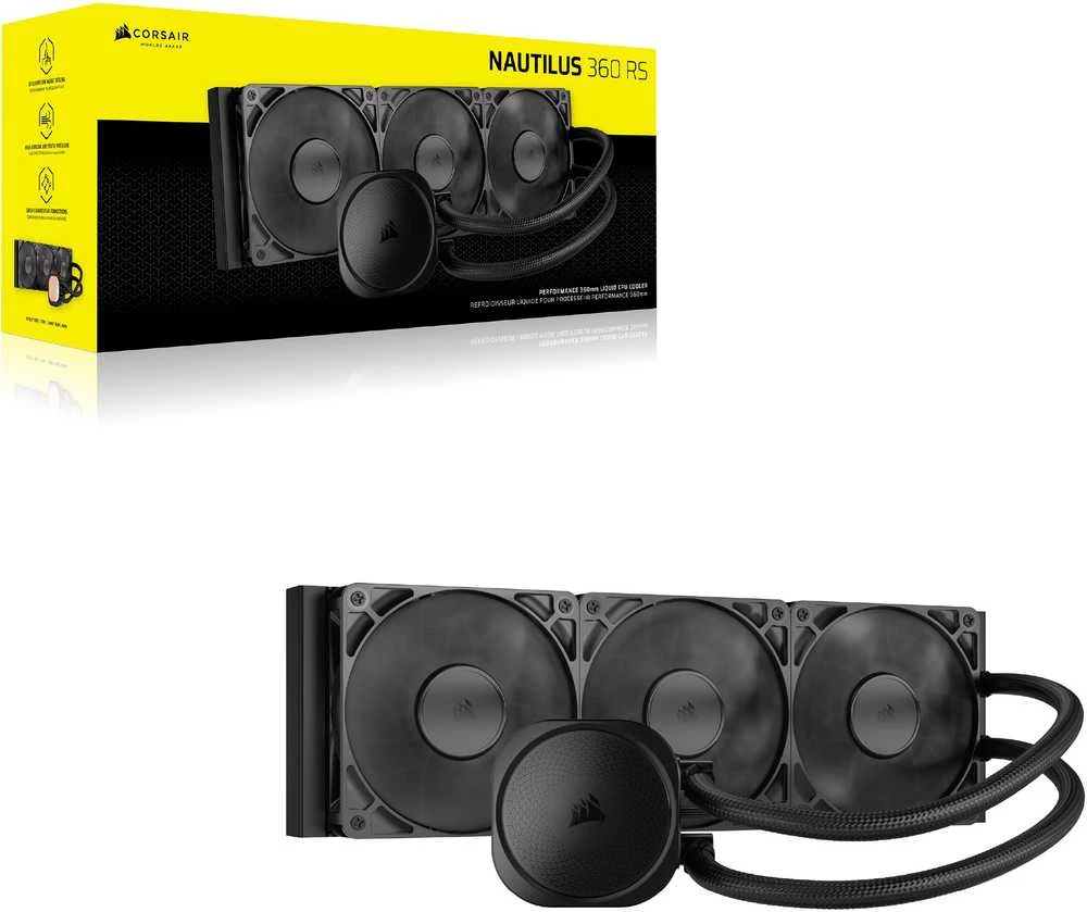 „Corsair Nautilus 360 RS“ pagrindinės plokštės universalus skysčio aušintuvas, Juodas
