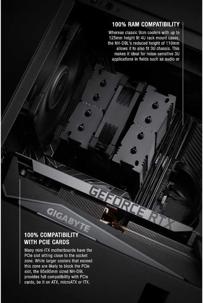 Noctua NH-D9L CH.BK procesoriaus aušintuvas kompiuterio korpuse