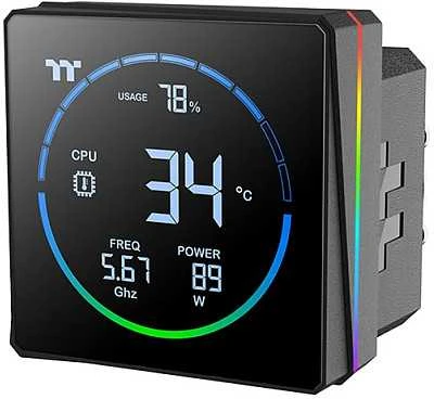 Thermaltake aušinimo bloko ekranas su temperatūros rodmenimis