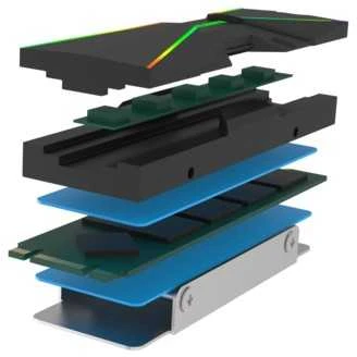 „Xilence M2SSD.B.ARGB“ M.2 2280 SSD PCIe NVMe/SATA aušintuvas, 3 kontaktų ARGB 5V, pasyvus