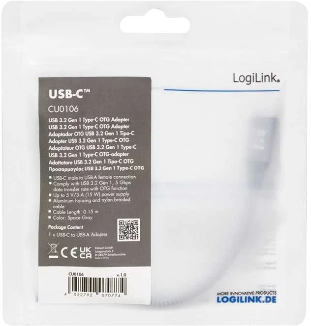 „LogiLink“ USB-C (M) – USB 3.0 (F)