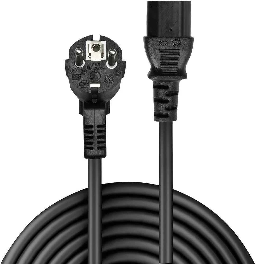Maitinimo Laidas - LINDY Schuko Kištukas į C13, 2m, 10A/250V, Varis, PVC, Juodas