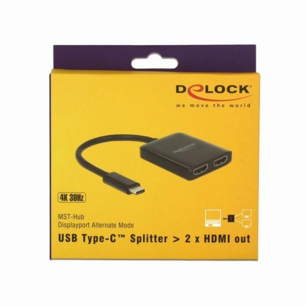 Delock Splitter USB-C - 2x HDMI 4K juodas
