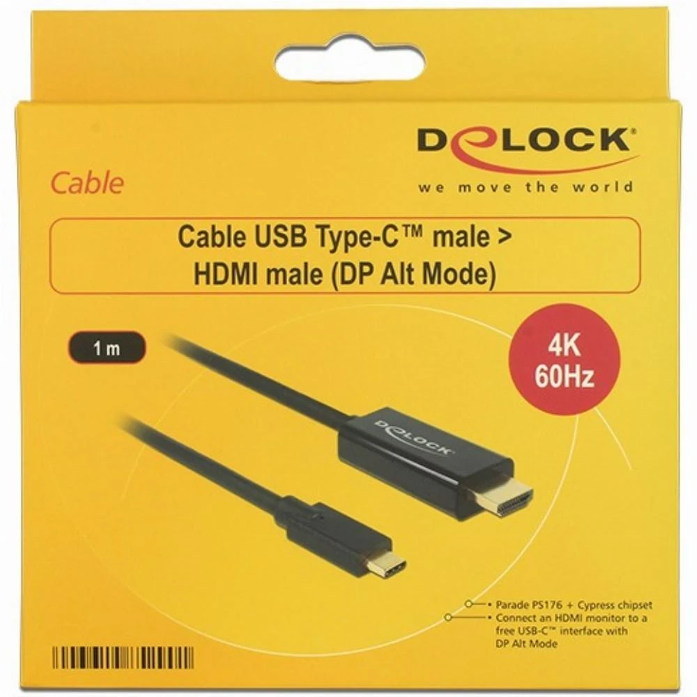 DELOCK Cable USB Type-C male more HDMI male (DP Alt Mode) 4K 60 Hz 1 m juodas