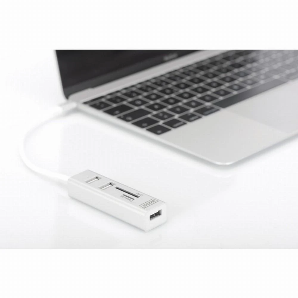 DIGITUS DA-70243 DIGITUS USB Type-C OTG 3 prievadų HUB + kortelių skaitytuvas