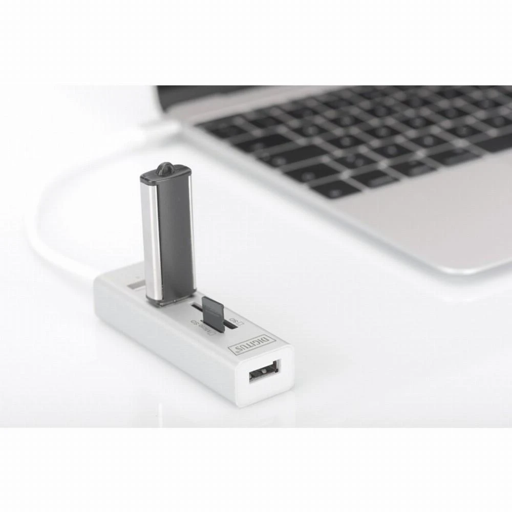 DIGITUS DA-70243 DIGITUS USB Type-C OTG 3 prievadų HUB + kortelių skaitytuvas