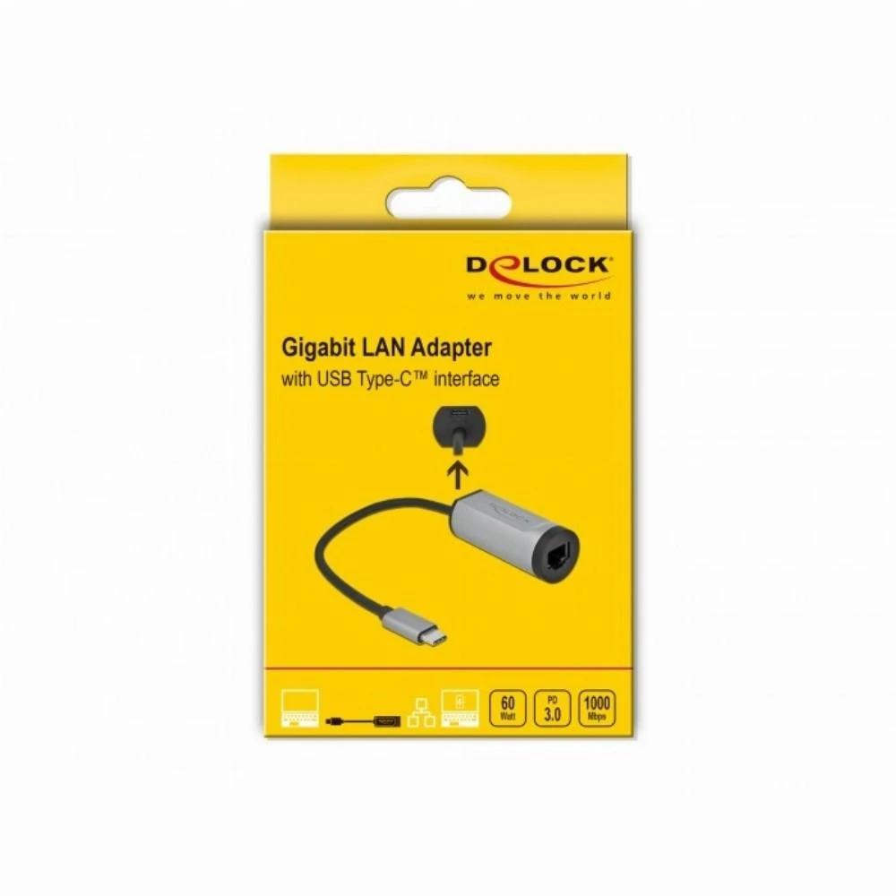 Adapteris USB Delock 64116 USB-C - RJ45 Pilka (64116)