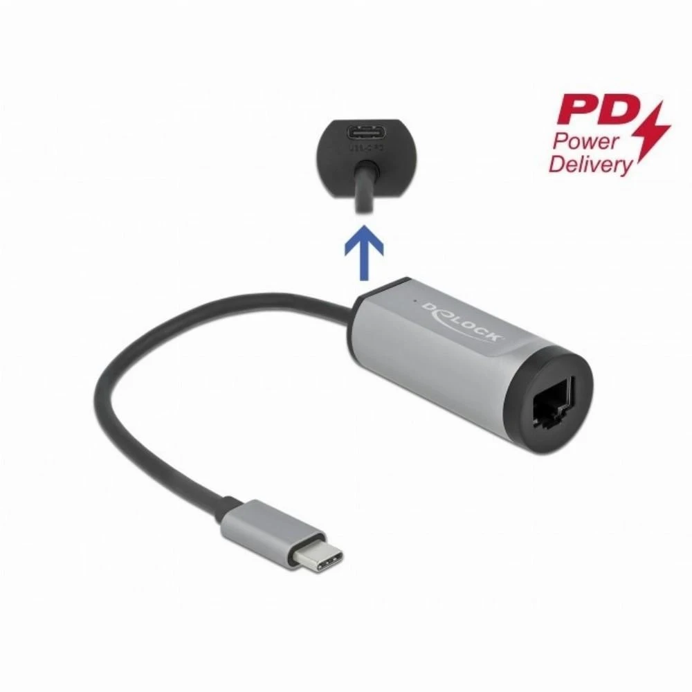 Adapteris USB Delock 64116 USB-C - RJ45 Pilka (64116)