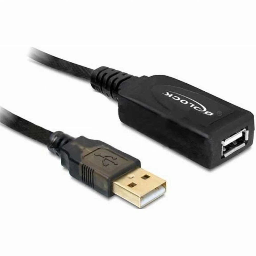 Cable DELOCK 82689 (USB M - USB F, 15m, juodos spalvos)