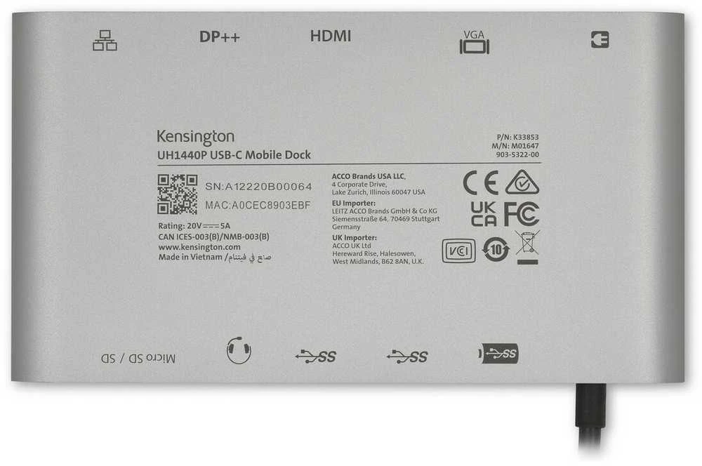 Kensington Docking Station UH1440p Mobilioji USB-C 8-in-1