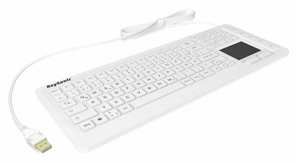 Klaviatūra „KeySonic KSK-6231INEL“ (DE) pramoninis jutiklinis planšetinis kompiuteris su W sandarikliu