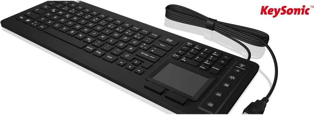 Klaviatūra „KeySonic KSK-6231INEL“ (JK) Pramoninis jutiklinis planšetinis kompiuteris, baltas, urmu