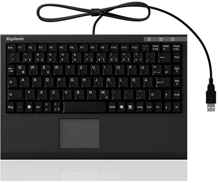 KeySonic ACK-540U+ Mini Klaviatūra su integruotu Jutikliniu kilimėliu, UK Išdėstymas