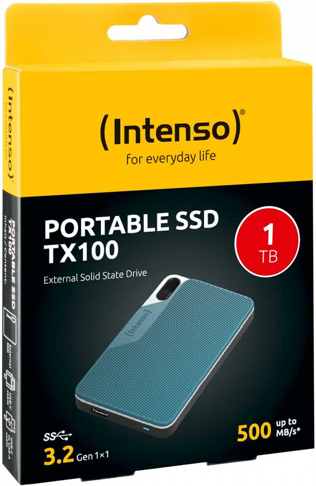 Kietasis diskas 1 TB „Intenso TX100“ nešiojamasis USB 3.2, antracito spalvos