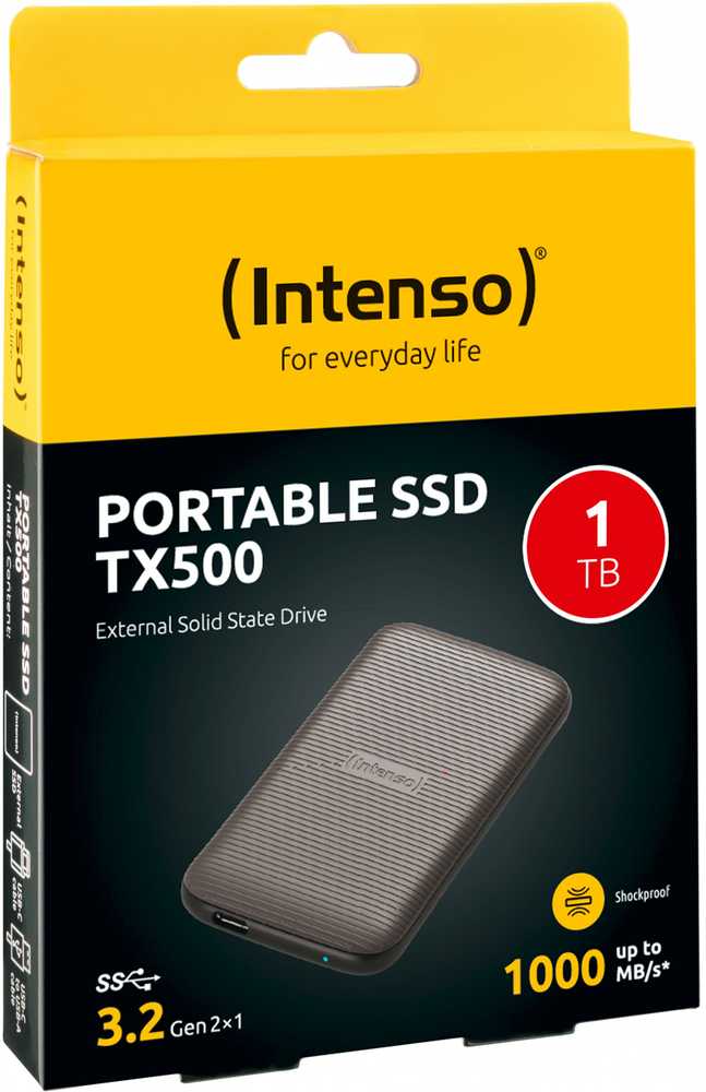 Kietasis diskas 1 TB „Intenso TX500“ nešiojamasis USB 3.2, rudas