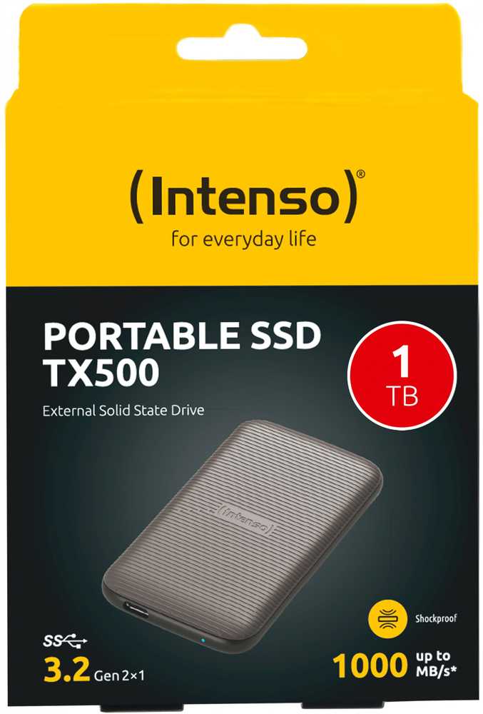 Kietasis diskas 1 TB „Intenso TX500“ nešiojamasis USB 3.2, rudas