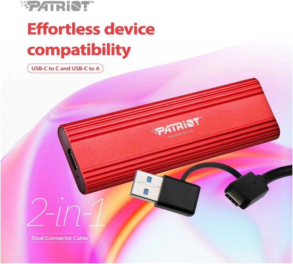 Kietasis diskas Išorinis SSD - Patriot Memory Transporter Lite 2 TB USB Type-C Raudonas
