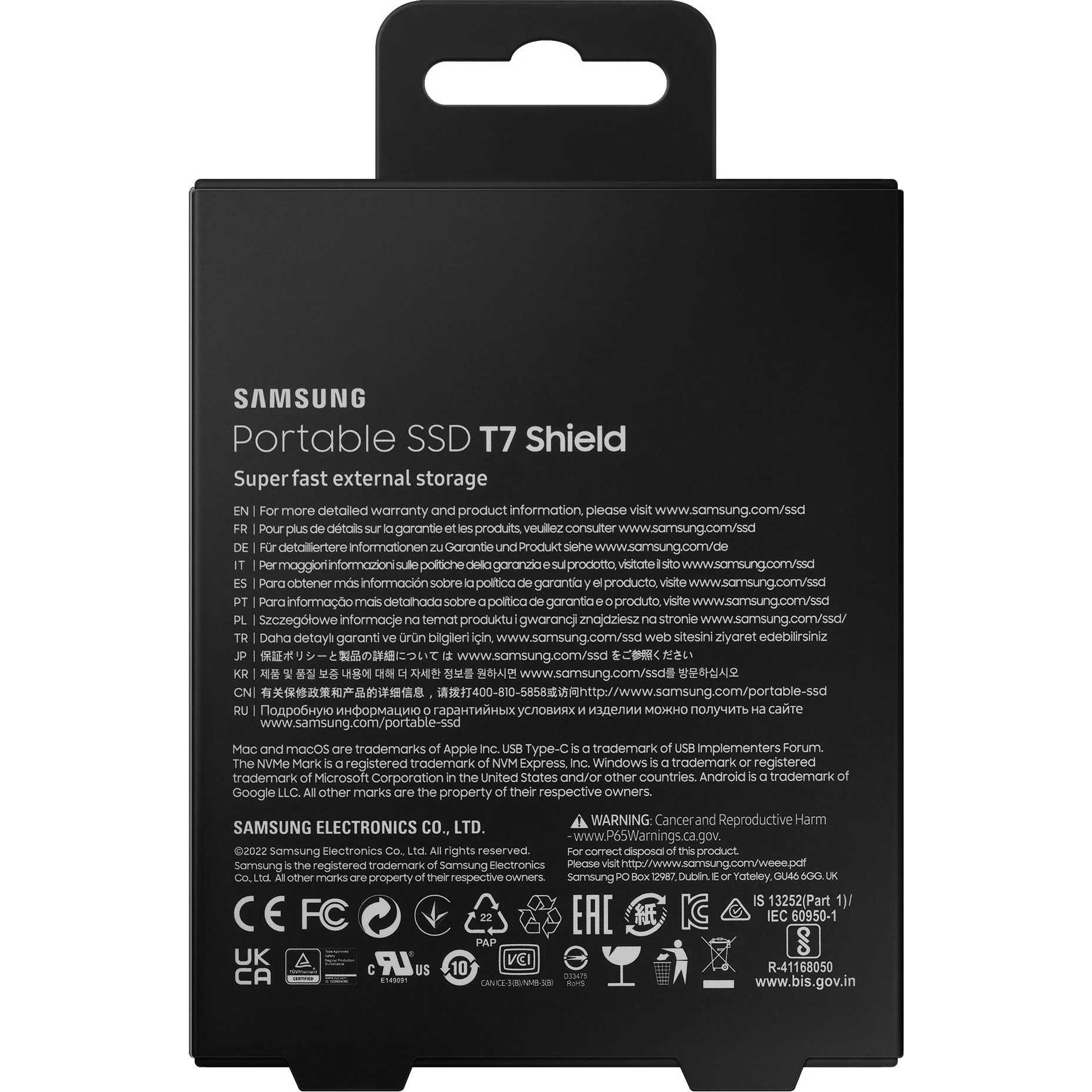 Išorinis kietasis diskas SSD SAMSUNG T7/2TB/USB 3.2/Rašymo greitis 1000 MB/sek/Skaitymo greitis 1050 MB/sek/MU-PE2T0S/EU