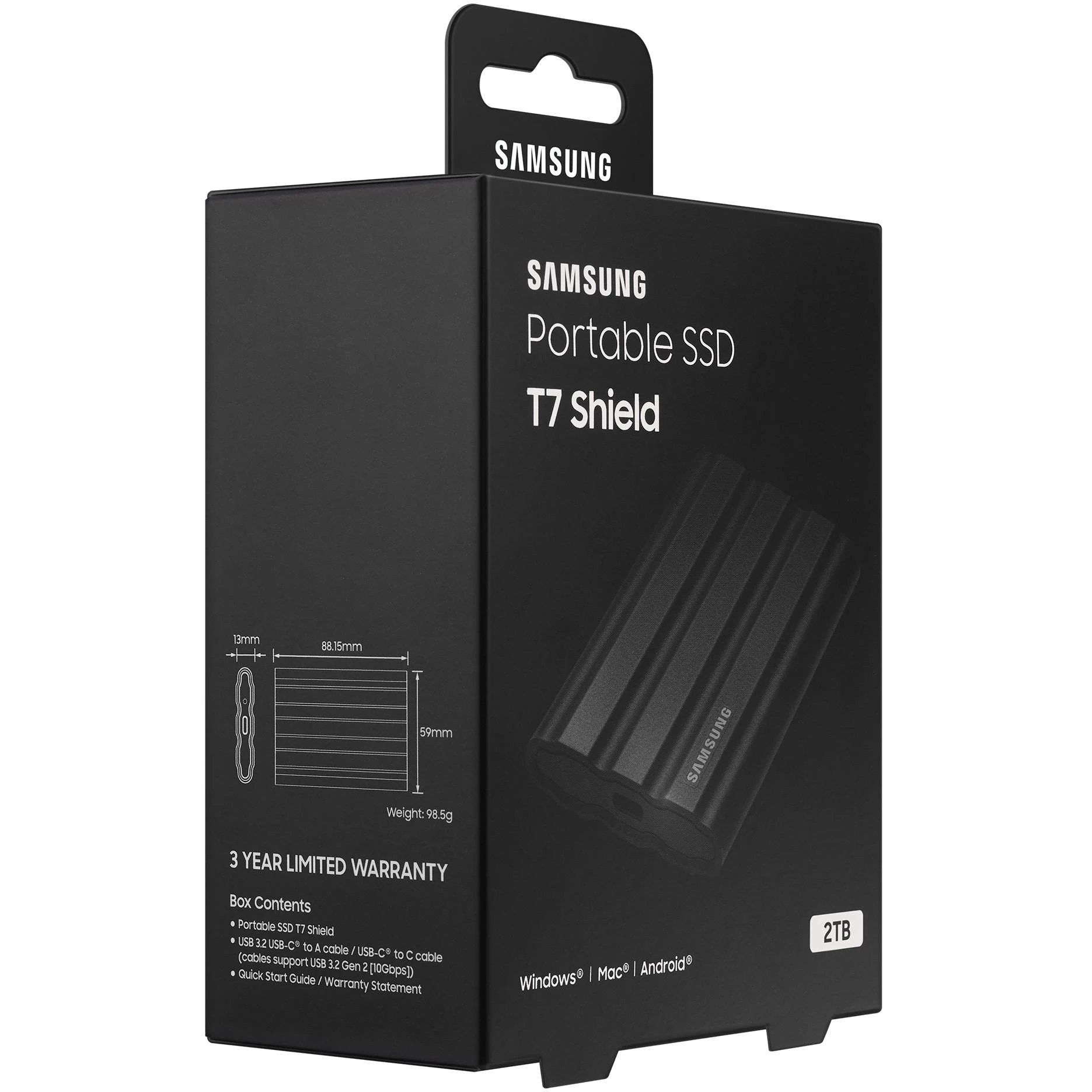 Išorinis kietasis diskas SSD SAMSUNG T7/2TB/USB 3.2/Rašymo greitis 1000 MB/sek/Skaitymo greitis 1050 MB/sek/MU-PE2T0S/EU