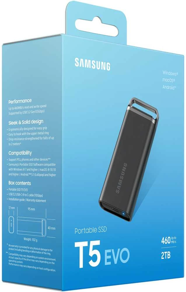 Nešiojamas kietasis diskas Samsung MU-PH2T0S/EU Portable SSD 2TB/T5 EVO USB 3.2 Gen 1
