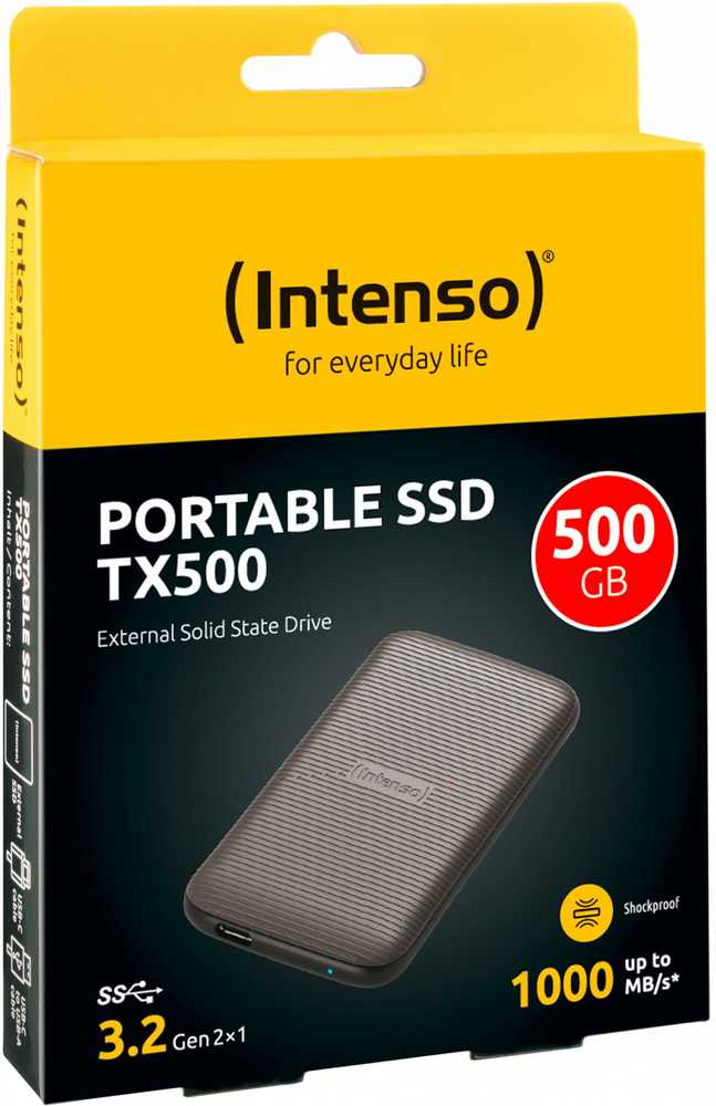 Išorinis kietasis diskas SSD „Intenso Intenso“ išorinis SSD diskas TX500 500 GB, USB 3.2 kartos 2x1