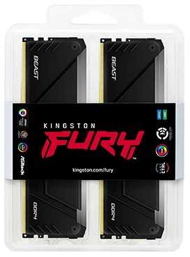 RAM „Kingston KF436C18BB2AK4/128“ 128 GB 3600 MT/s DDR4 CL18 DIMM (4 vnt. rinkinys) „FURY Beast RGB“ | „Kingston“