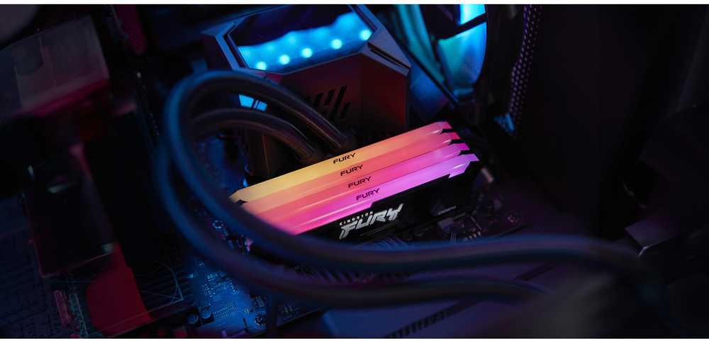 RAM „Kingston KF436C18BB2AK4/128“ 128 GB 3600 MT/s DDR4 CL18 DIMM (4 vnt. rinkinys) „FURY Beast RGB“ | „Kingston“