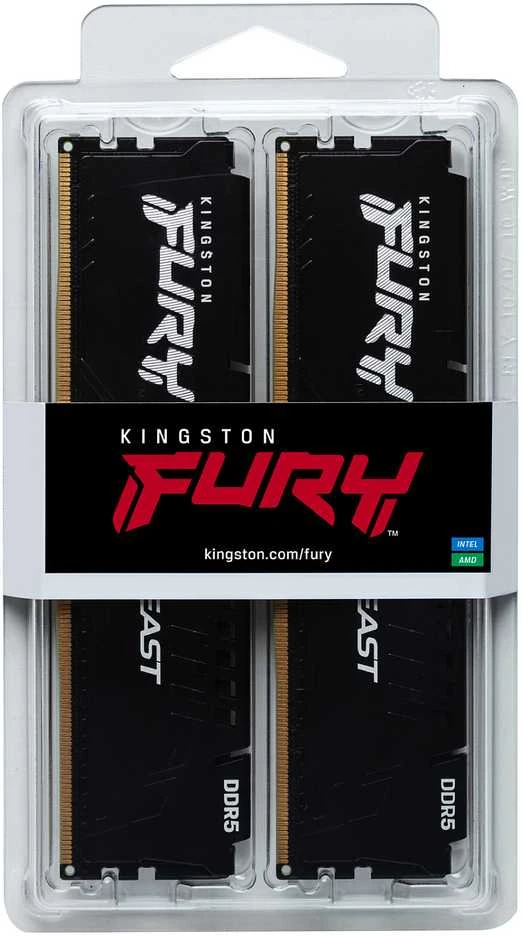 RAM „Kingston Technology FURY Beast“ 128 GB 5600 MT/s DDR5 CL40 DIMM atmintis (2 vnt. rinkinys) Juodas