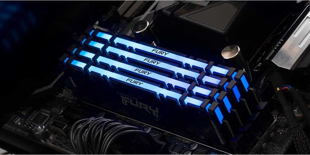 RAM KINGSTON 32GB 3600MT/s DDR4 CL16 DIMM rinkinys iš 2 1Gx8 FURY Renegade RGB