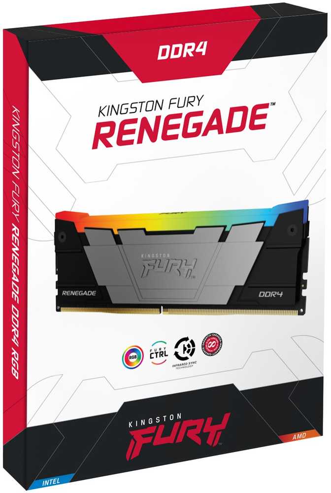 RAM KINGSTON 32GB 3600MT/s DDR4 CL16 DIMM rinkinys iš 2 1Gx8 FURY Renegade RGB