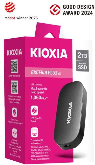 Kietasis diskas KIOXIA EXCERIA PLUS G2 2000 GB nešiojamas USB 3.2 Gen2 Type C