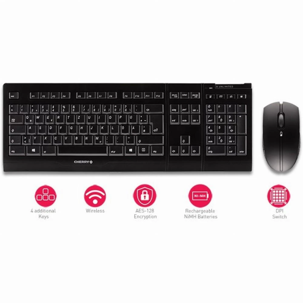 CHERRY B.UNLIMITED 3.0 klaviatūra Radijo dažnio belaidė Vokiečių Juoda