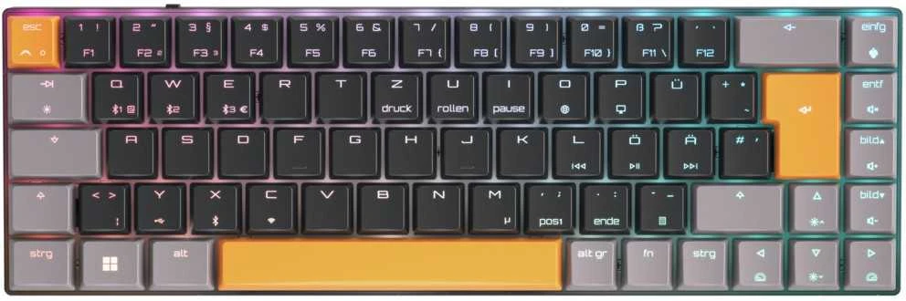 CHR CHERRY MX-LP 2.1 Compact Belaidė klaviatūra Žaidimams RD belaidis ryšys + „Bluetooth“ QWERTZ Vokiečių Juoda