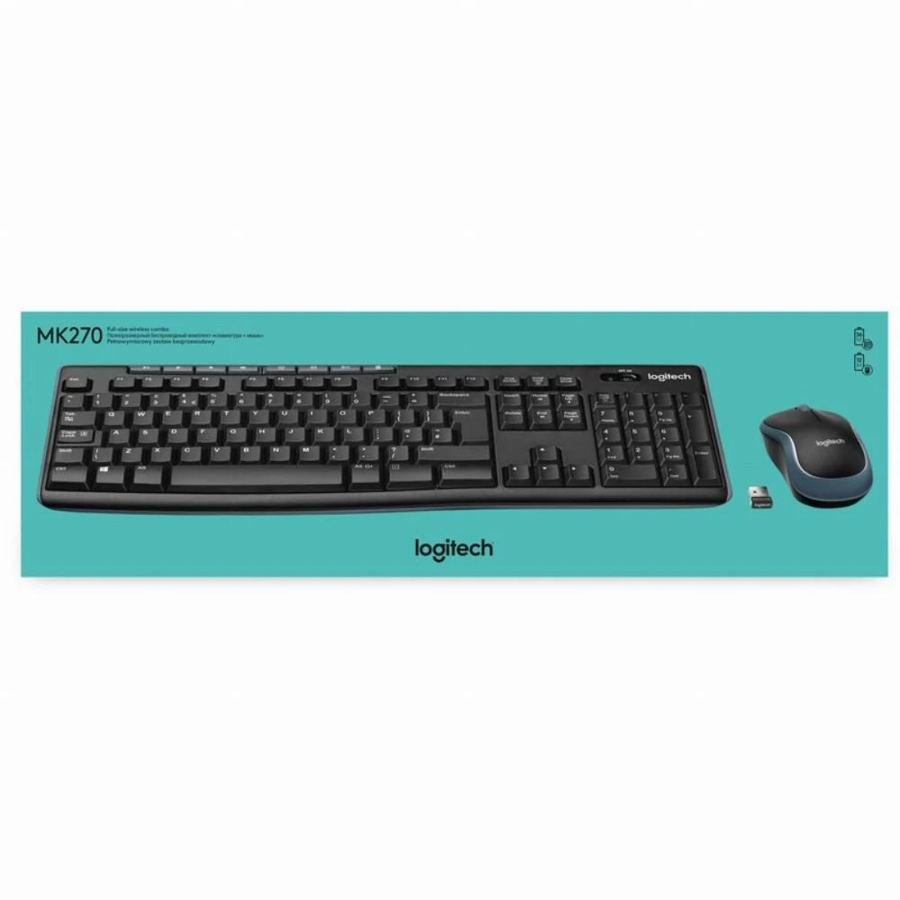 Belaidis klaviatūros ir pelės rinkinys Logitech MK270, QWERTY išdėstymas