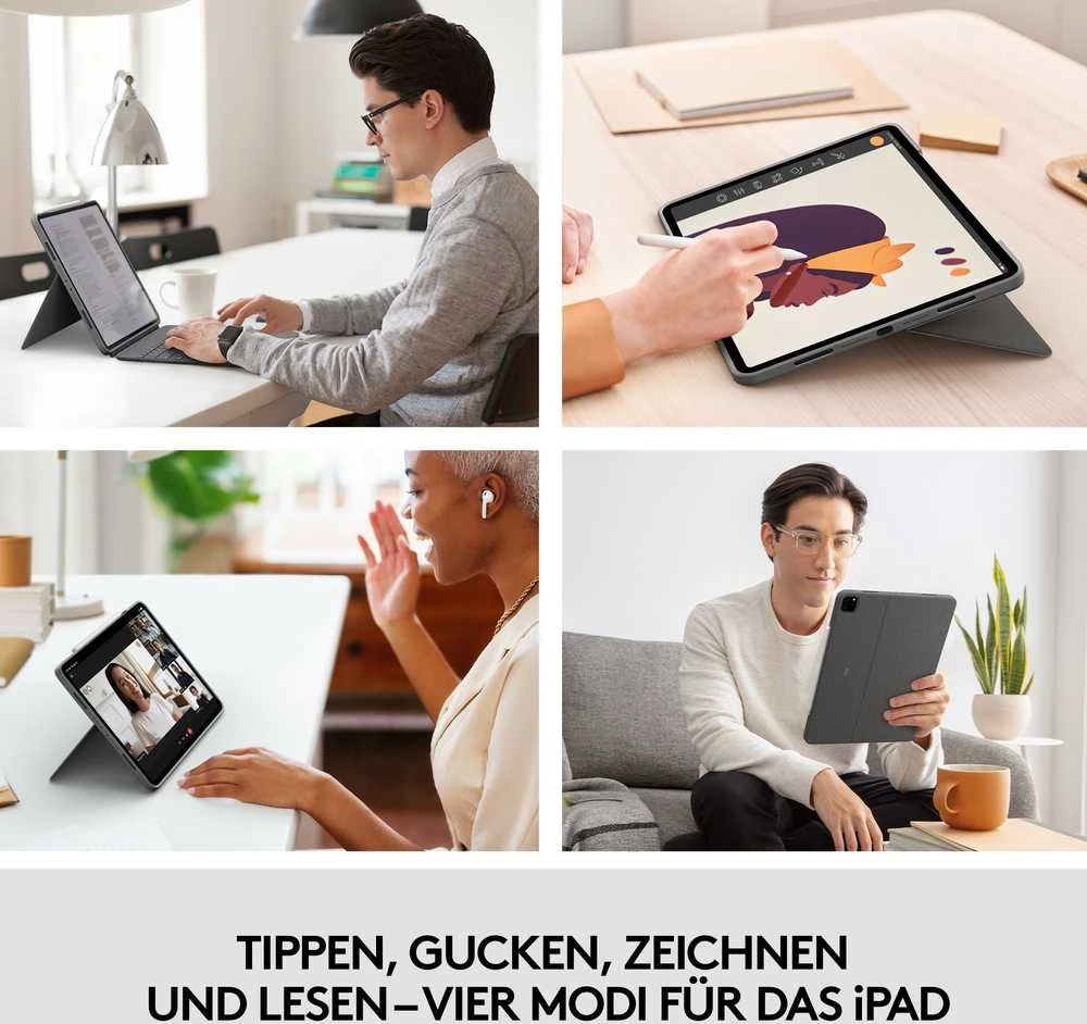 „Logitech Combo Touch iPadPro 12.9 Graphite“.