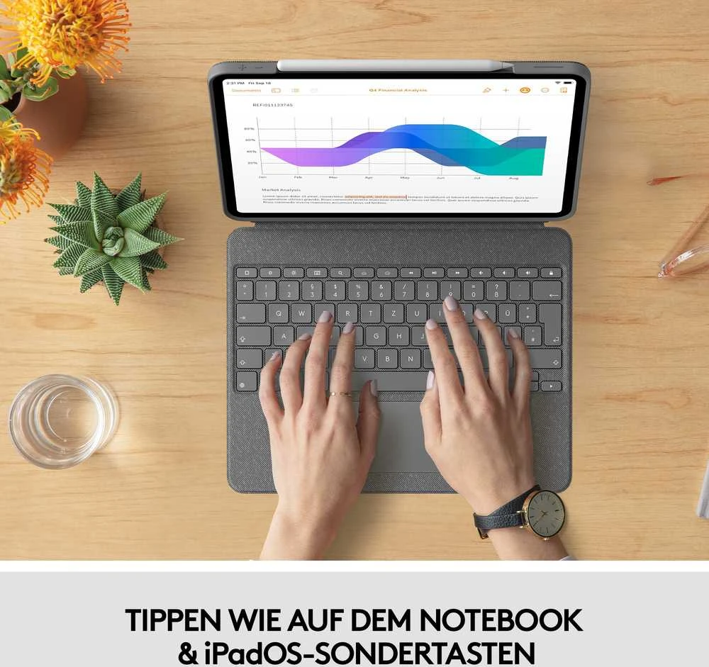 „Logitech Combo Touch iPadPro 12.9 Graphite“.