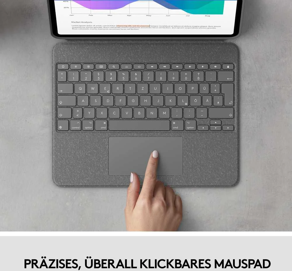 „Logitech Combo Touch iPadPro 12.9 Graphite“.