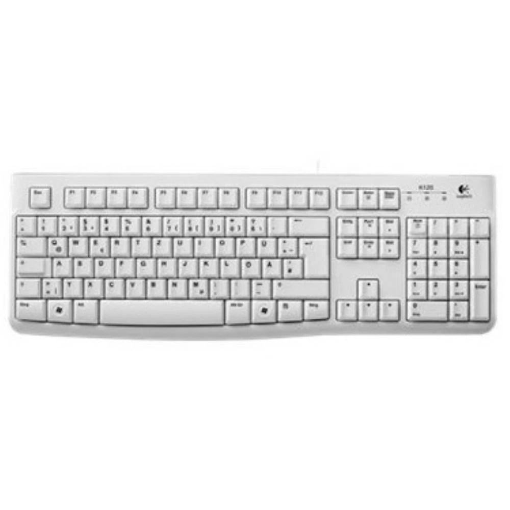 Logitech klaviatūra K120 su laidu, DE išdėstymas, Balta