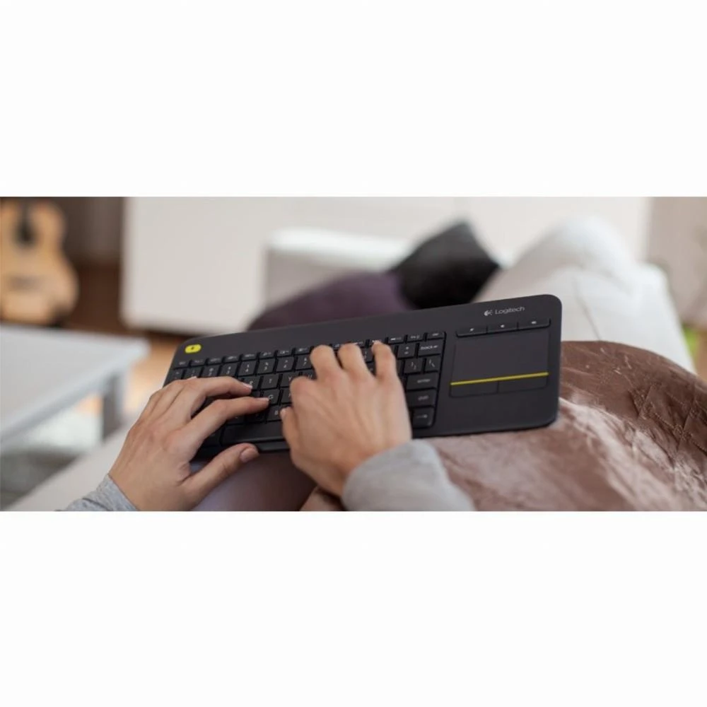 Belaidė klaviatūra Logitech K400 Plus su jutikliniu kilimėliu, DE išdėstymas, Juoda
