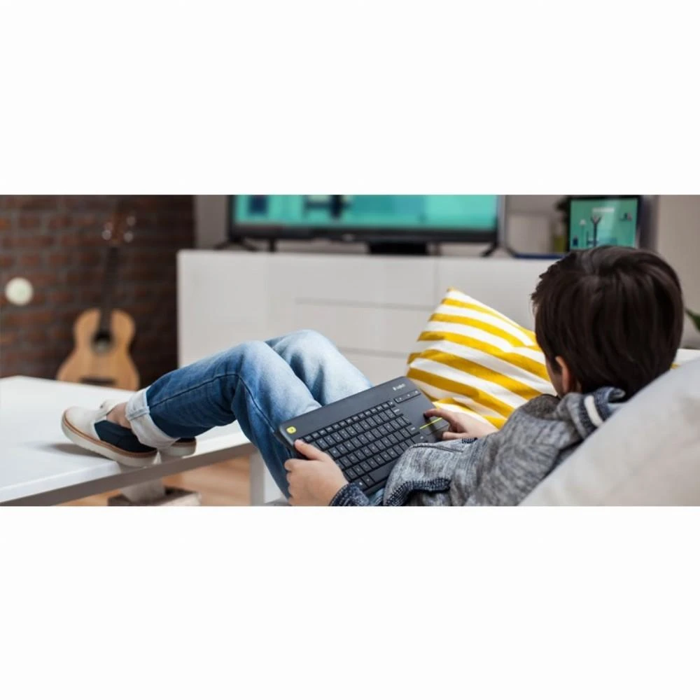 Belaidė klaviatūra Logitech K400 Plus su jutikliniu kilimėliu, DE išdėstymas, Juoda