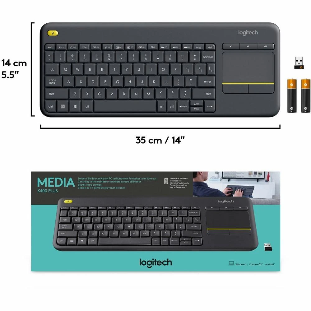 Belaidė klaviatūra Logitech K400 Plus, juoda