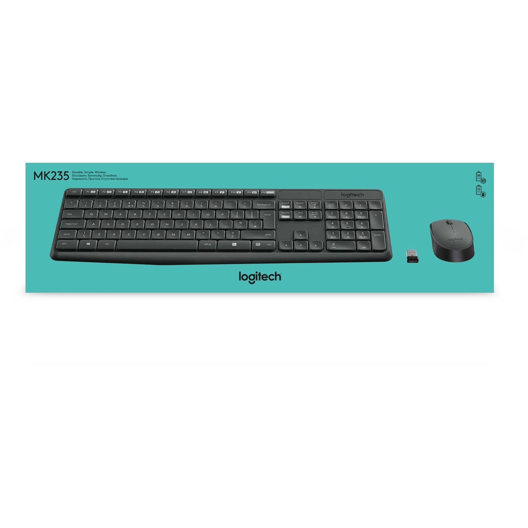 Logitech MK235 klaviatūra Radijo dažnio belaidė QWERTZ Vokiečių Pilka