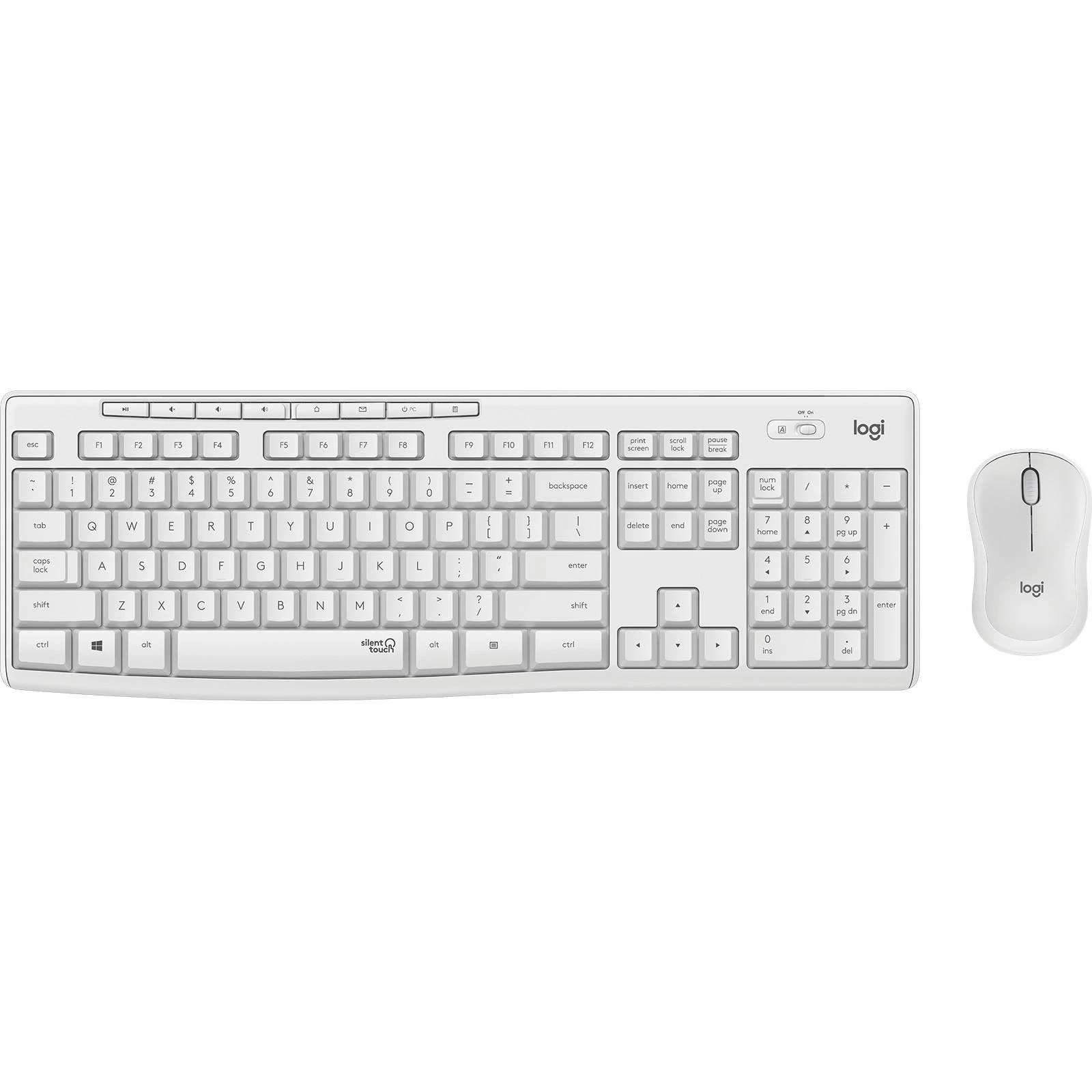 Tyli belaidė Klaviatūra su pele Logitech MK295, DE išdėstymas, Balta