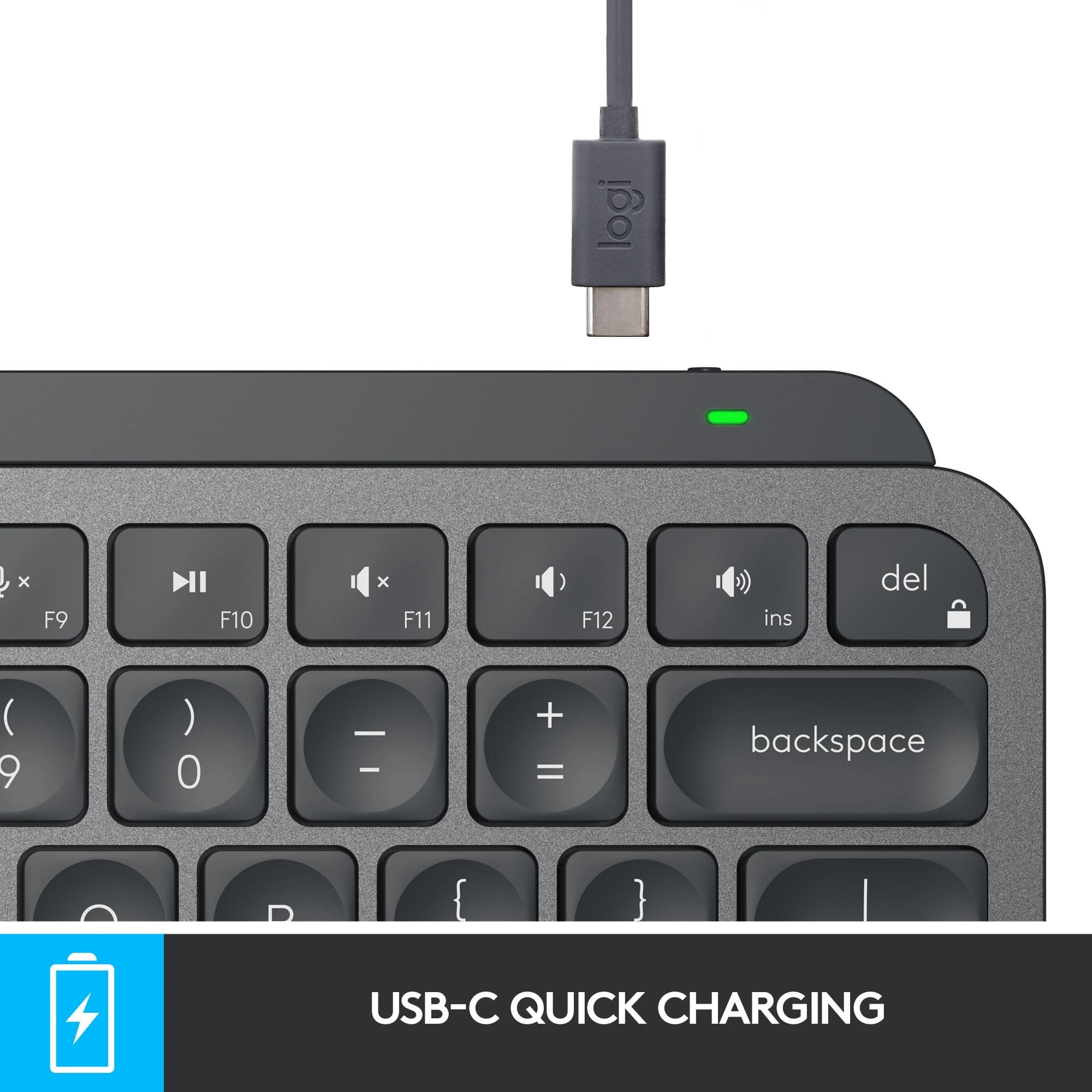 Minimalistinė Belaidė Klaviatūra su apašvietimu Logitech MX Keys Mini, Grafito spalvos, Vokiečių (Qwertz) išdėstymas