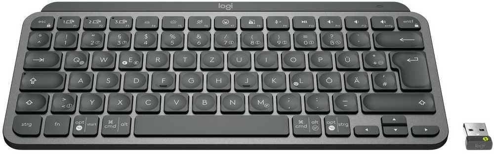 Minimalistinė Belaidė Klaviatūra su apašvietimu Logitech MX Keys Mini, Grafito spalvos, Vokiečių (Qwertz) išdėstymas