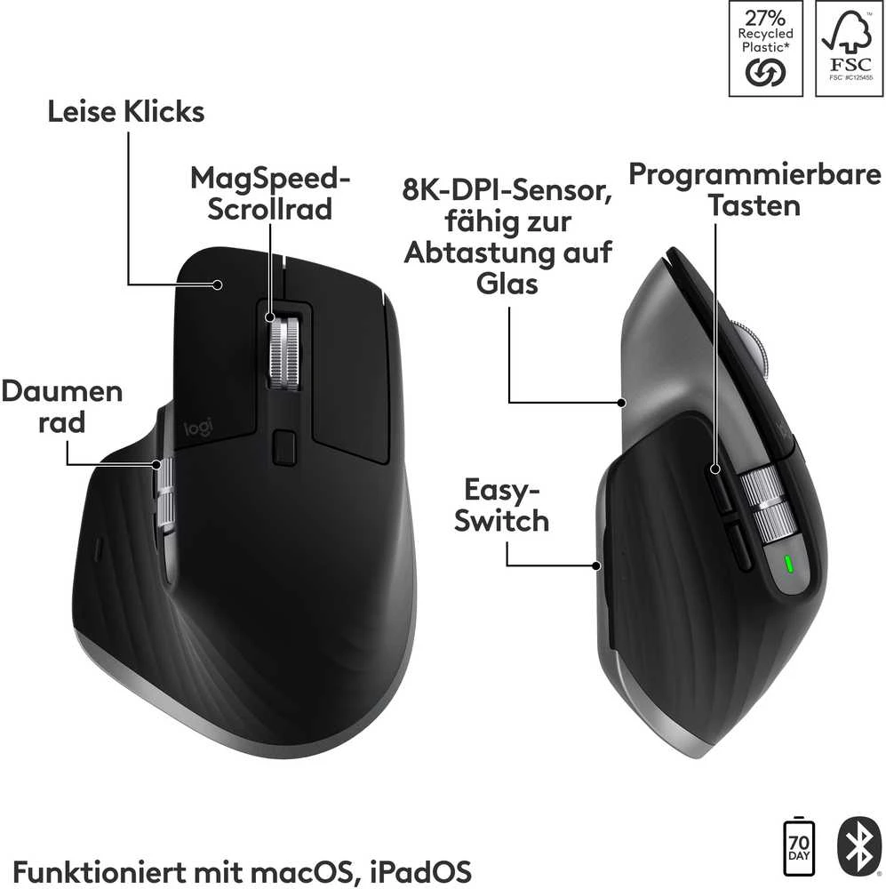Klaviatūra Logitech MX KEYS S FOR MAC - SPACE Pilkas - DEU - EMEA 28-935