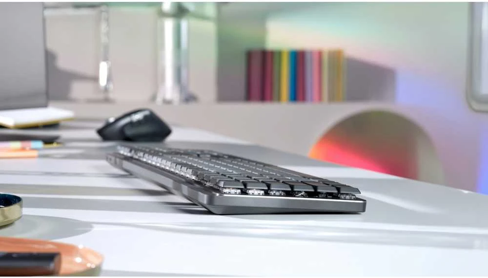 Belaidė klaviatūra Logitech MX MECHANICAL, išdėstymas: Šveicarų (Qwertz),"Tactile Quiet", pilkos spalvos