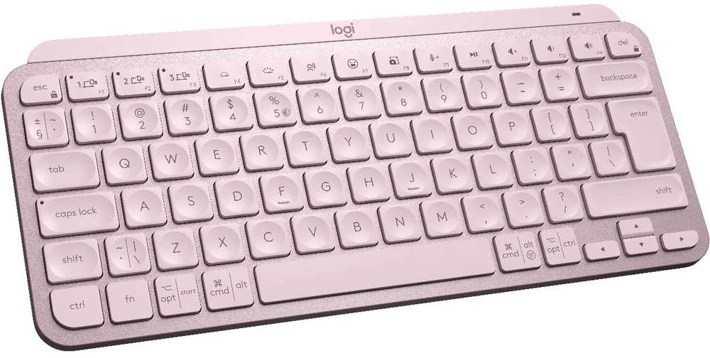 Minimalistinė Belaidė Klaviatūra su apašvietimu Logitech MX Keys Mini, Rožinės spalvos, US tarptautinis (Qwerty) išdėstymas
