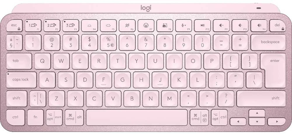 Minimalistinė Belaidė Klaviatūra su apašvietimu Logitech MX Keys Mini, Rožinės spalvos, US tarptautinis (Qwerty) išdėstymas